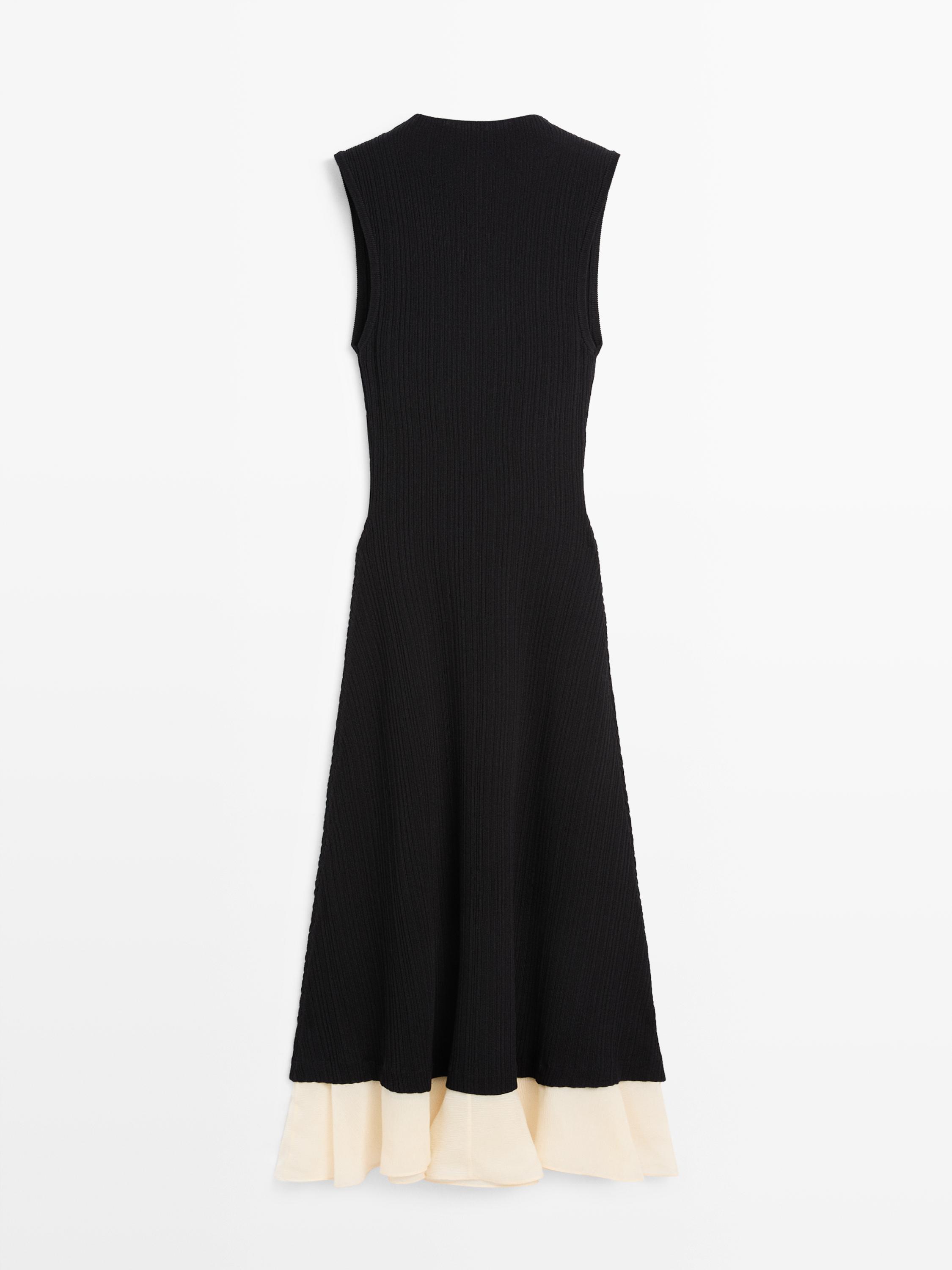 Pleated midi dress with ruffles
